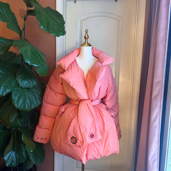 BBX flamingo Pink Belted Women's Puffer Coat - Picture 4 of 6